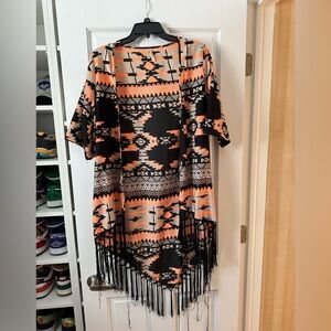 Live 4 Truth Orange and Black Patterned Kimono